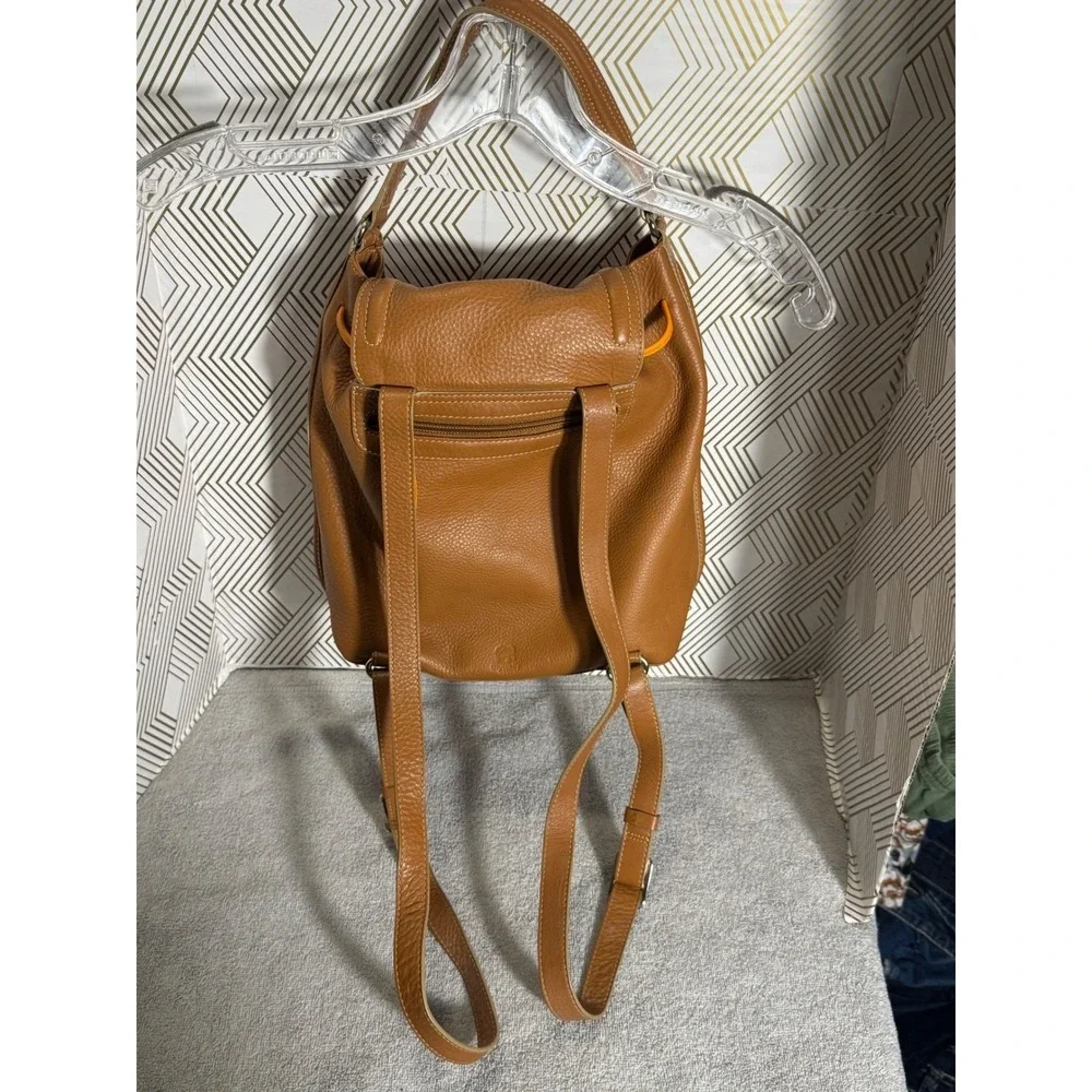 MyWalit Leather Brown  Backpack purse with orange trim Shoulder Bag‎ Italy